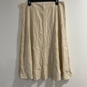 Cupshe Women's Beige Midi Skirt Pleated Side Zip A Line Casual Work Size XL